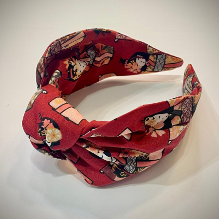 TURBANTE DIADEMA GEISHAS ROJO